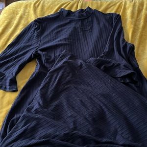 NWOT - navy blue mock neck swing dress with flutter sleeves